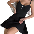 Women's Lace-Trim Camisole Nightgown, Elegant Solid-Color Mini Sleep Dress with Spaghetti Straps and Delicate Lace Detailing