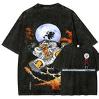 Oversized Anime-Inspired Vintage Streetwear Tee with Manga Graphic Artwork Design