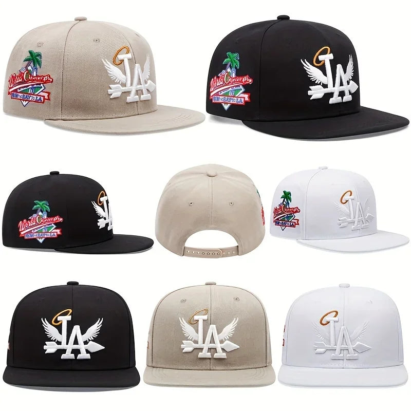 Embroidered Flat Brim Snapback Cap Adjustable Streetwear Hip Hop Baseball Fashion Hat