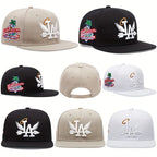 Embroidered Flat Brim Snapback Cap Adjustable Streetwear Hip Hop Baseball Fashion Hat