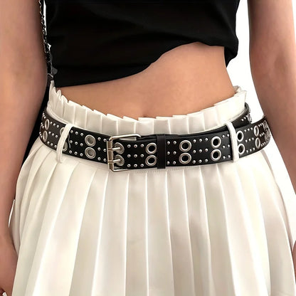 Double Row Rivet Belt for Gothic Punk and Alternative Fashion