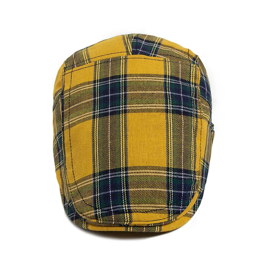 Vintage Plaid Flat Cap Adjustable Ivy Newsboy Hat for Everyday Streetwear Style