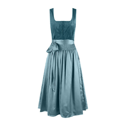 Vintage Inspired Lace Up Bodice Cottagecore Alternative Midi Dress