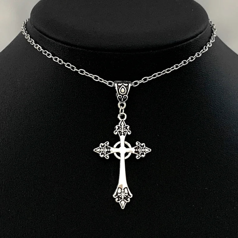 Vintage Cross Pendant Necklace for Gothic Grunge and Alternative Fashion