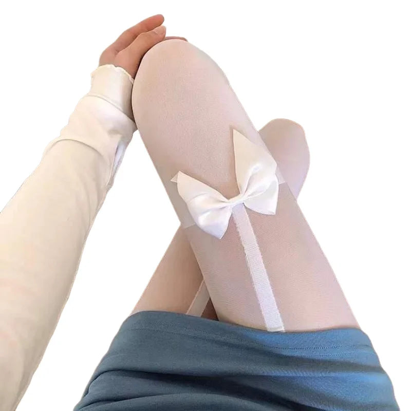 Bow Detail Sheer Pantyhose Sweet Alternative Fashion Decorative Tights