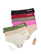 8-Piece Seamless Low-Rise Panty Set with Subtle Heart and Letter Appliqué
