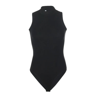 High Neck Sleeveless Bodycon Bodysuit for Gothic and Alternative Streetwear