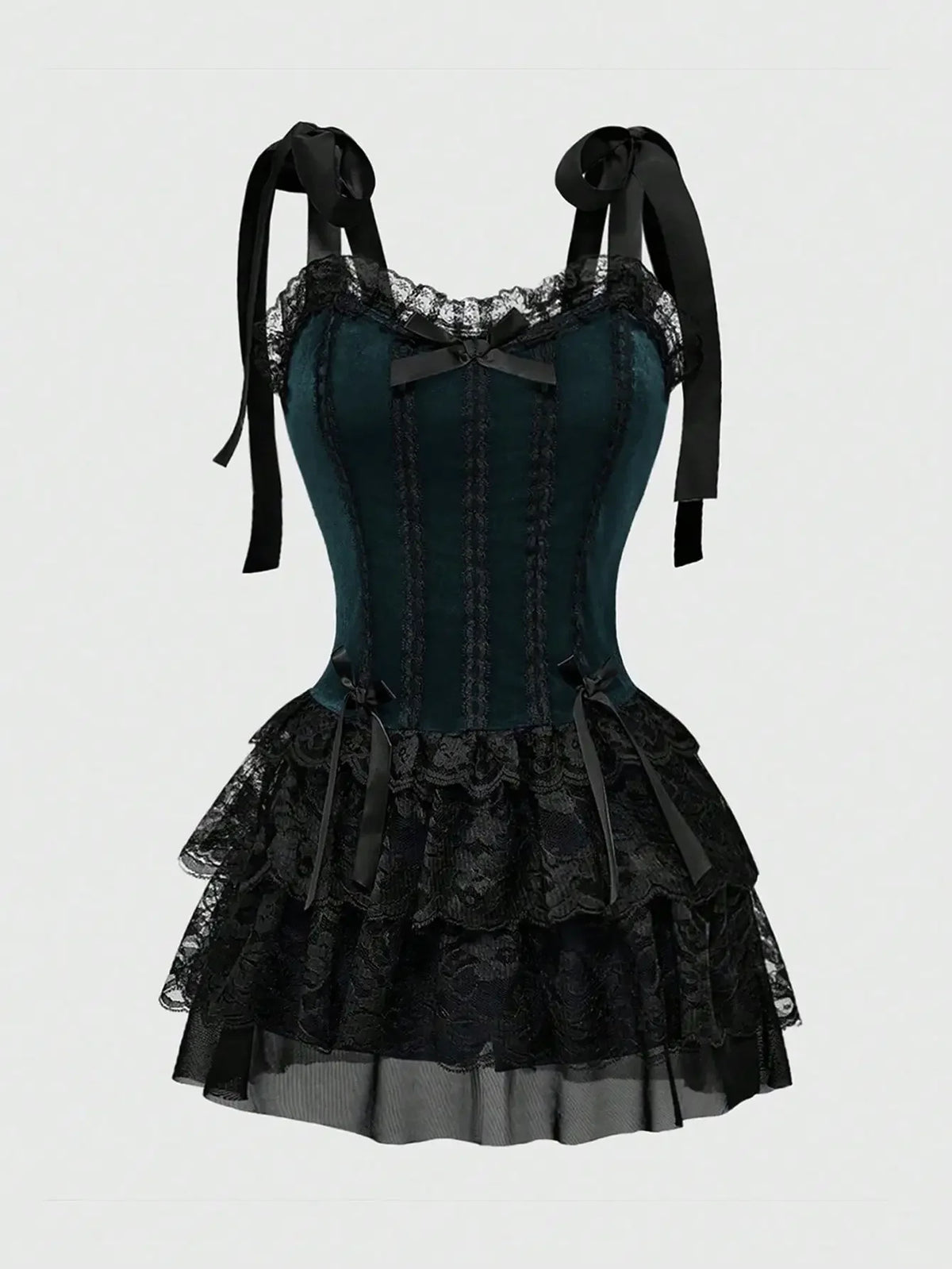 Gothic Corset Ruffle Dress for Alternative Fashion Style - BigCat Streetwear