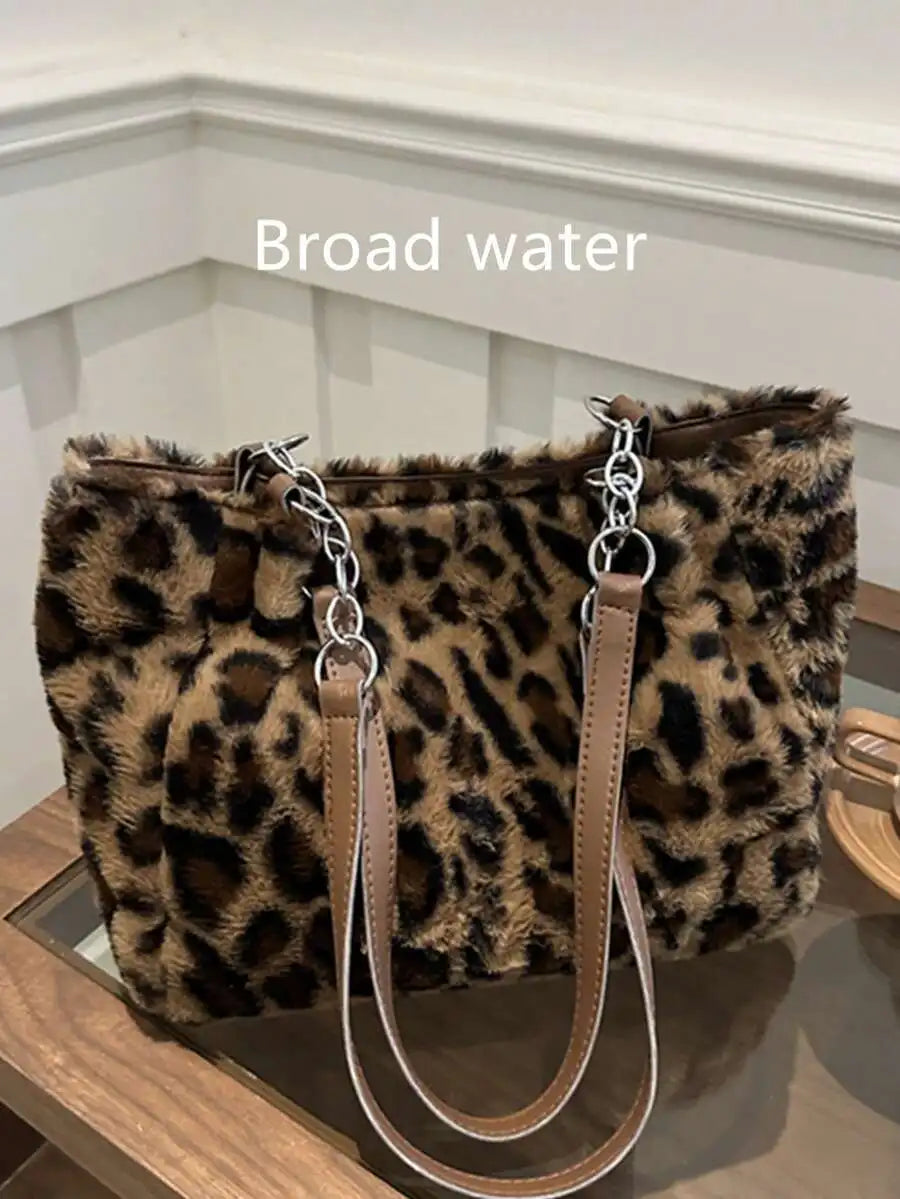 Soft Faux Suede Chain Strap Shoulder Tote Bag with Relaxed Silhouette