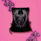 Lace Up Corset Crop Top with Strappy Design and Alternative Styling