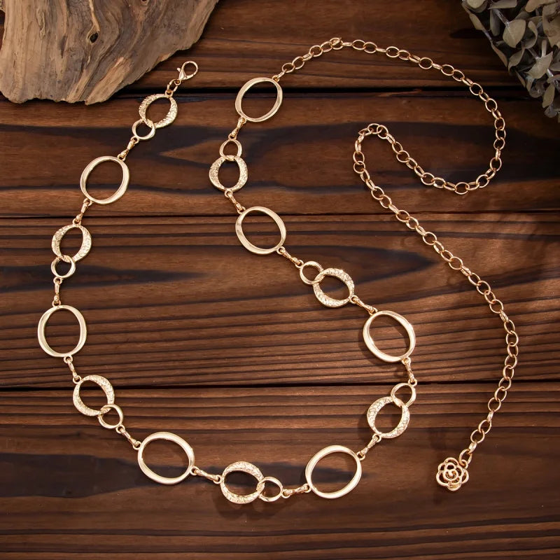 Retro Oval Link Waist Chain for Punk Grunge and Alternative Styling