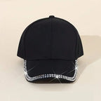 Unisex Baseball Cap with Decorative Rhinestone Trim and Adjustable Fit for Casual Streetwear Style