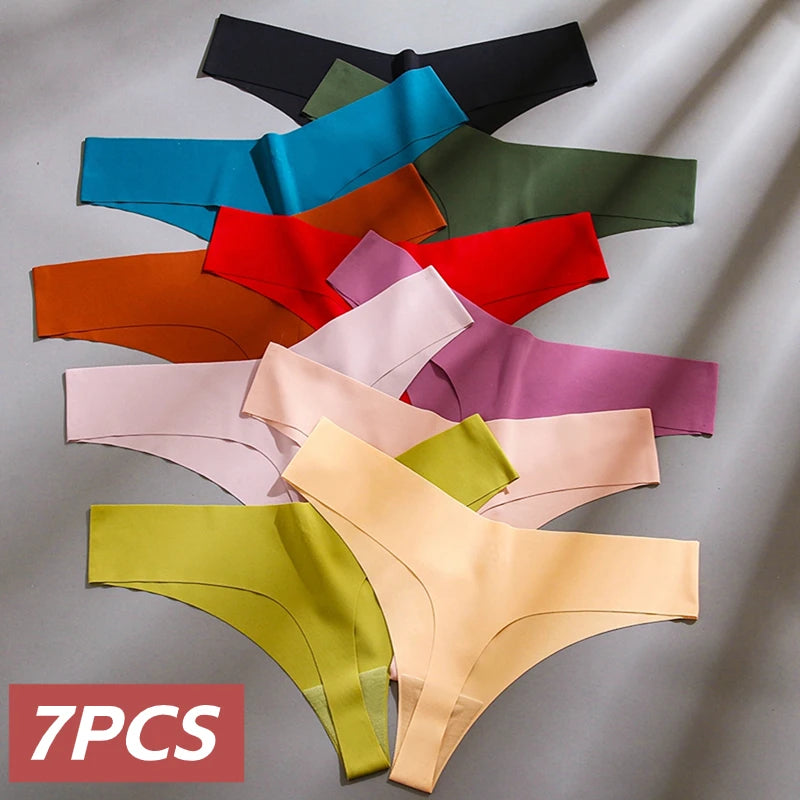 Seven-Piece Seamless V-Front Thong Set in Vibrant Jewel Tones