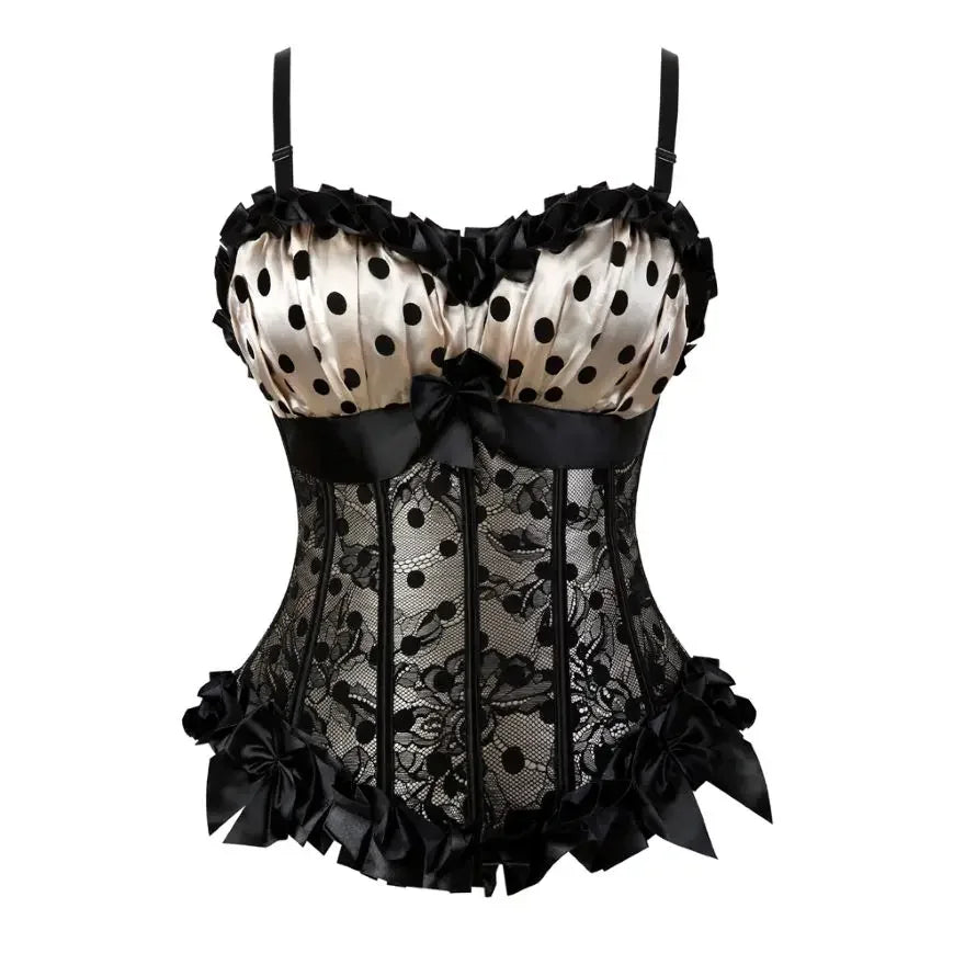 Vintage Floral Tapestry Overbust Corset with Wide Straps and Structured Seaming