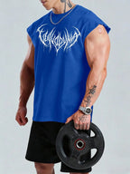 Manga-Inspired Cotton Sleeveless Tank Top with Dark Gothic Lettering Streetwear Aesthetic