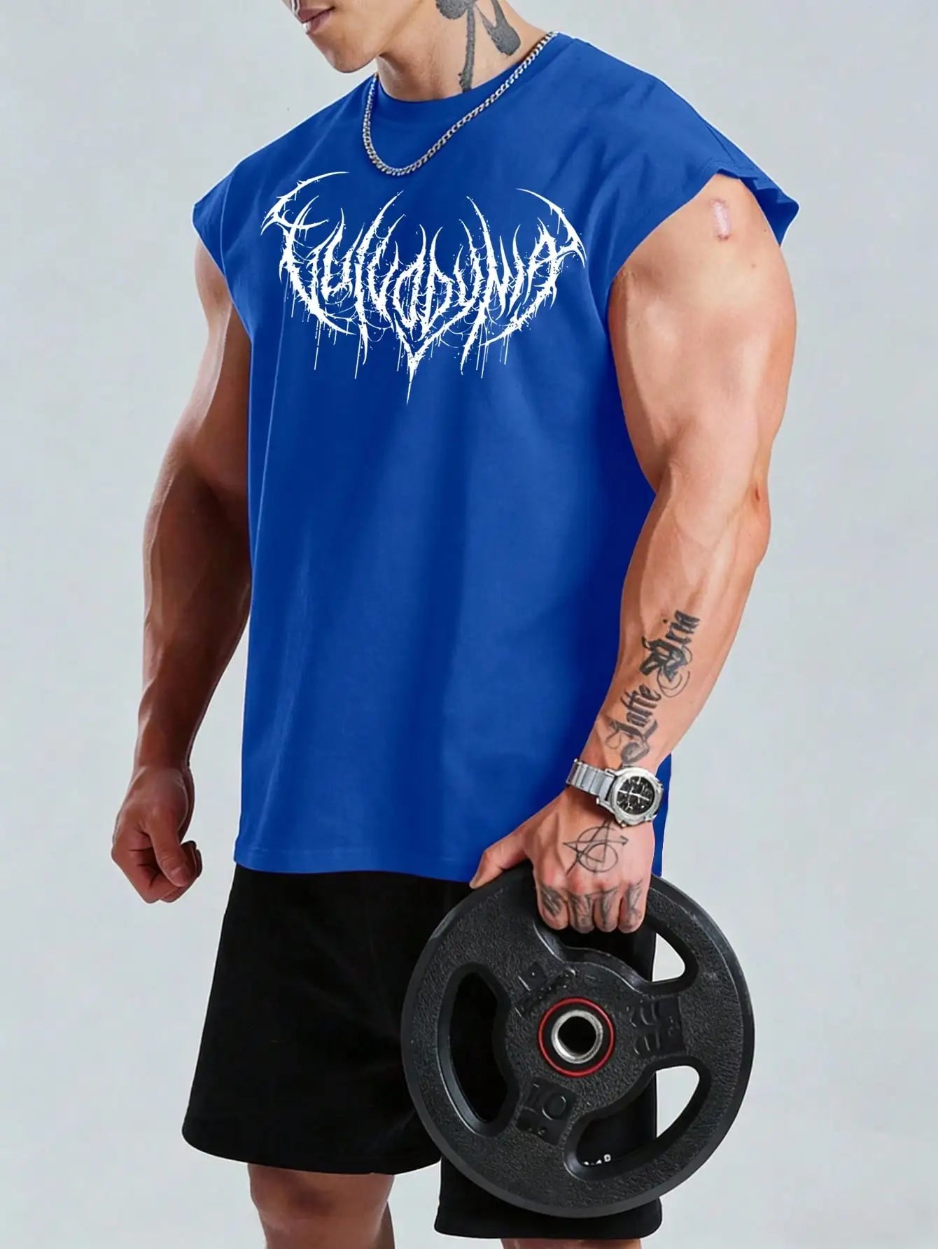 Manga-Inspired Cotton Sleeveless Tank Top with Dark Gothic Lettering Streetwear Aesthetic