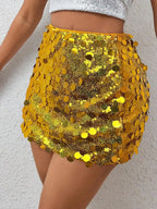 Stretch Sequin Bodycon Mini Skirt with High Shine Party Silhouette