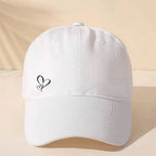 Minimalist Heart Embroidered Baseball Cap Adjustable Curved Brim Casual Streetwear Hat
