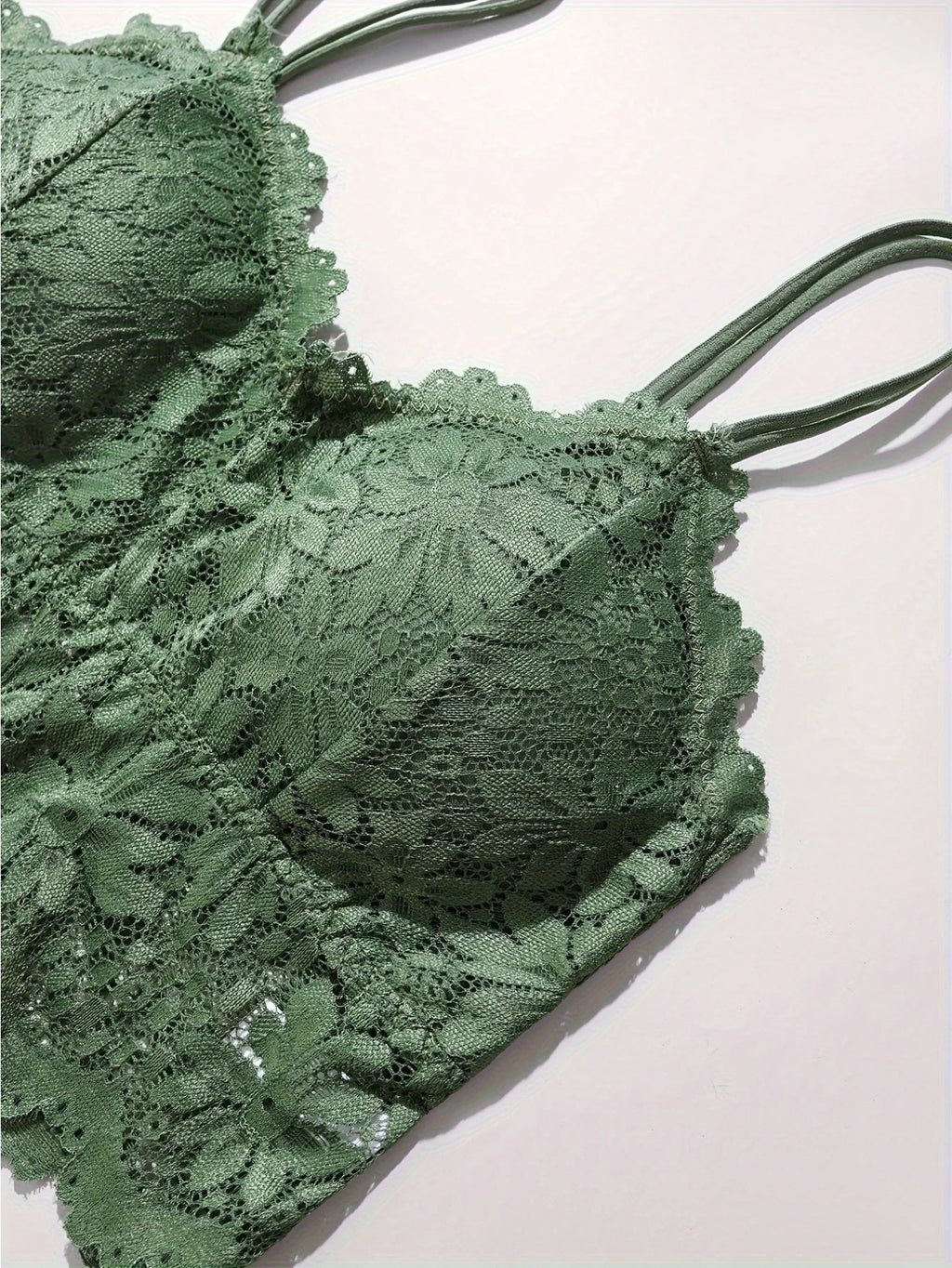 Four-Piece Floral Lace Wire-Free Bralette and Scalloped Panty Collection