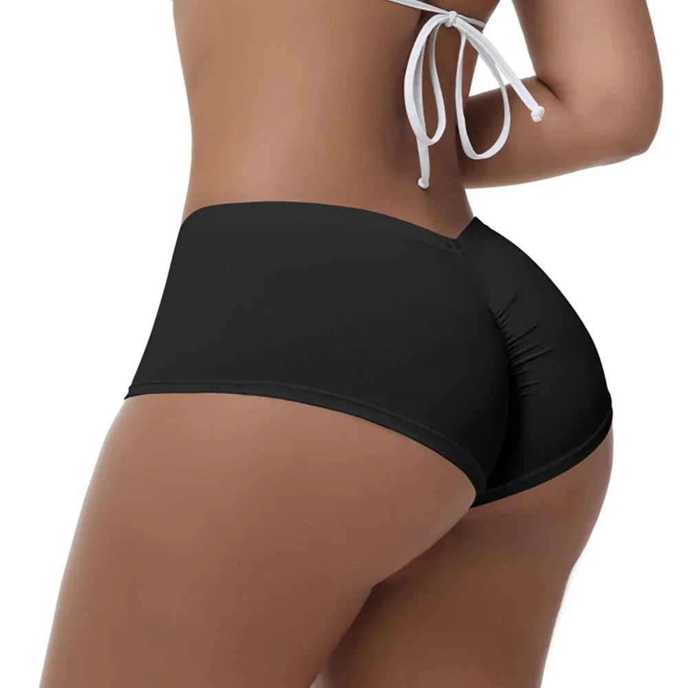 Seamless Solid White Boyshort Panty with Back Ruching Detail
