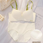 Minimalist Beige Seamless Wire-Free Bra and Brief Set