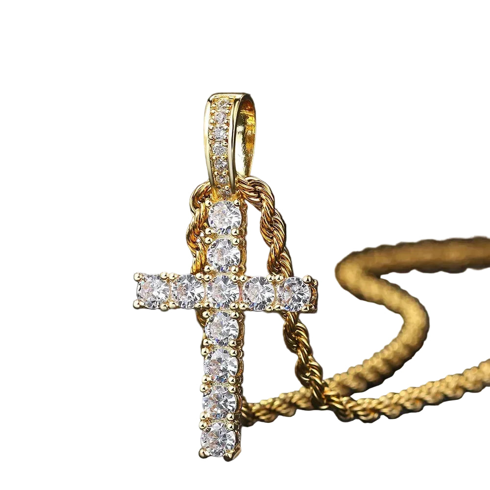 Crystal Cross Pendant Necklace Gothic Glam Alternative Statement Jewelry