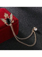Vintage Court Style Skull Chain Brooch with Layered Tassel Jacket Accent