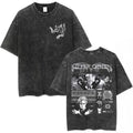 Anime Goth Vintage Washed Tee with Dark Manga Collage Streetwear Artwork