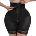 High-Waisted Underbust Shaping Short with Corset-Style Front and Lace Hem