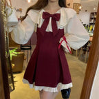 Kawaii Anime-Inspired Bow Accent Dress with Gothic Streetwear Charm
