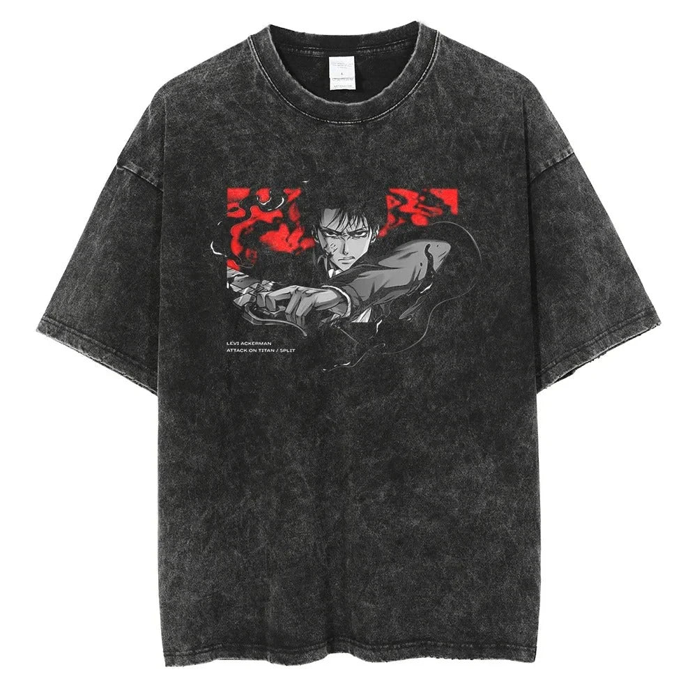 Shadow Warrior Anime Graphic Oversized Washed Cotton Streetwear Casual T-Shirt