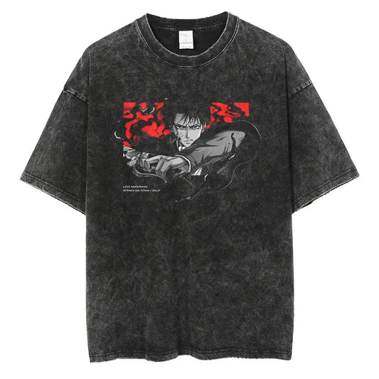 Shadow Warrior Anime Graphic Oversized Washed Cotton Streetwear Casual T-Shirt