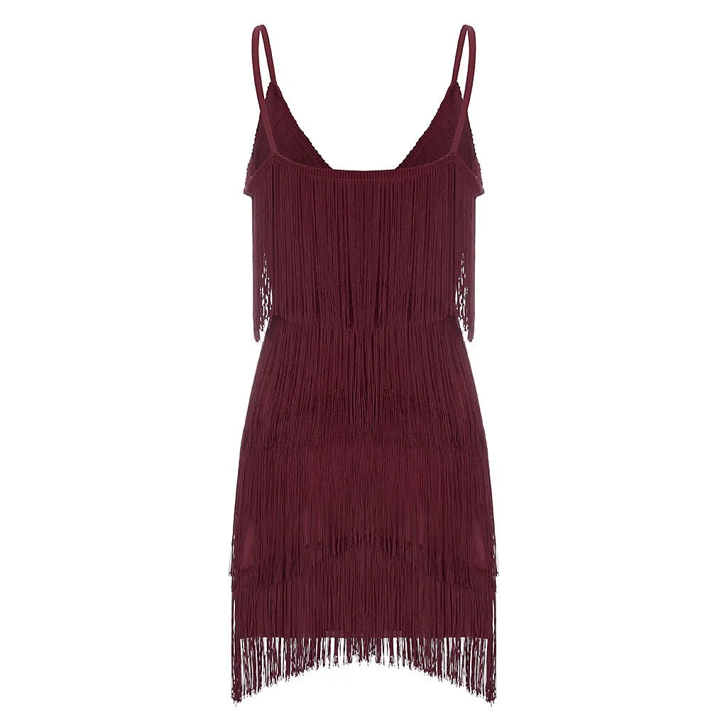 Fringe Tassel Sleeveless Mini Dress with Statement Textured Silhouette