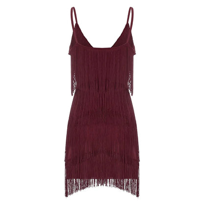 Fringe Tassel Sleeveless Mini Dress with Statement Textured Silhouette