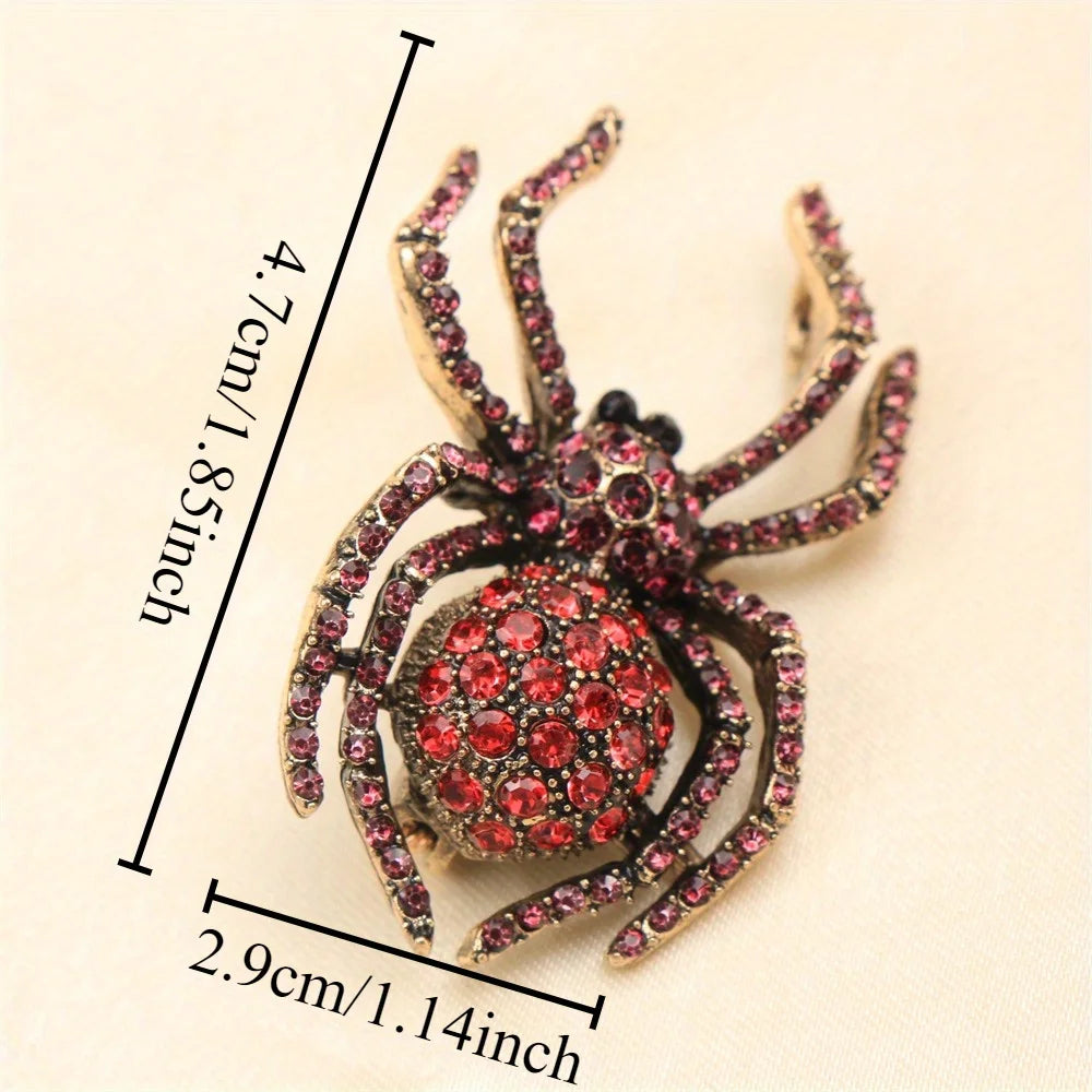 Vintage Gothic Spider Brooch Pin with Ornate Statement Insect Silhouette Design