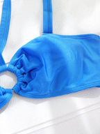 Vibrant Blue Asymmetric One-Shoulder Bikini with O-Ring Detail