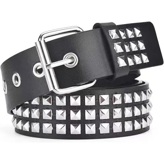 Double Row Pyramid Stud Waist Belt for Punk Gothic Alternative Style