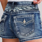 Women's High Waist Slim Fit Denim Style Shorts with Classic Everyday Casual Silhouette