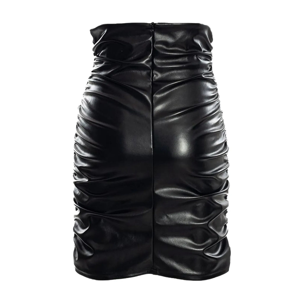 High Waist Faux Leather Mini Skirt Slim Fit Alternative Fashion Bottom