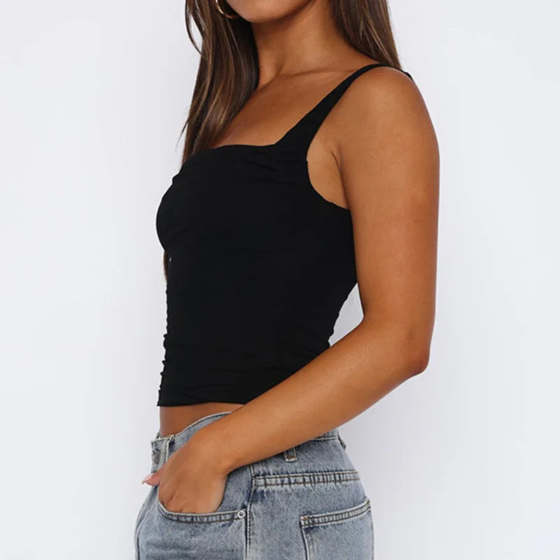 Ruched Sweetheart Neck Crop Top with Slim Fit Contemporary Streetwear Camisole Style