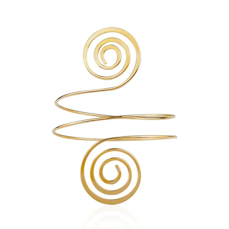 Minimalist Spiral Arm Cuff Bracelet for Y2K Gothic Statement Styling