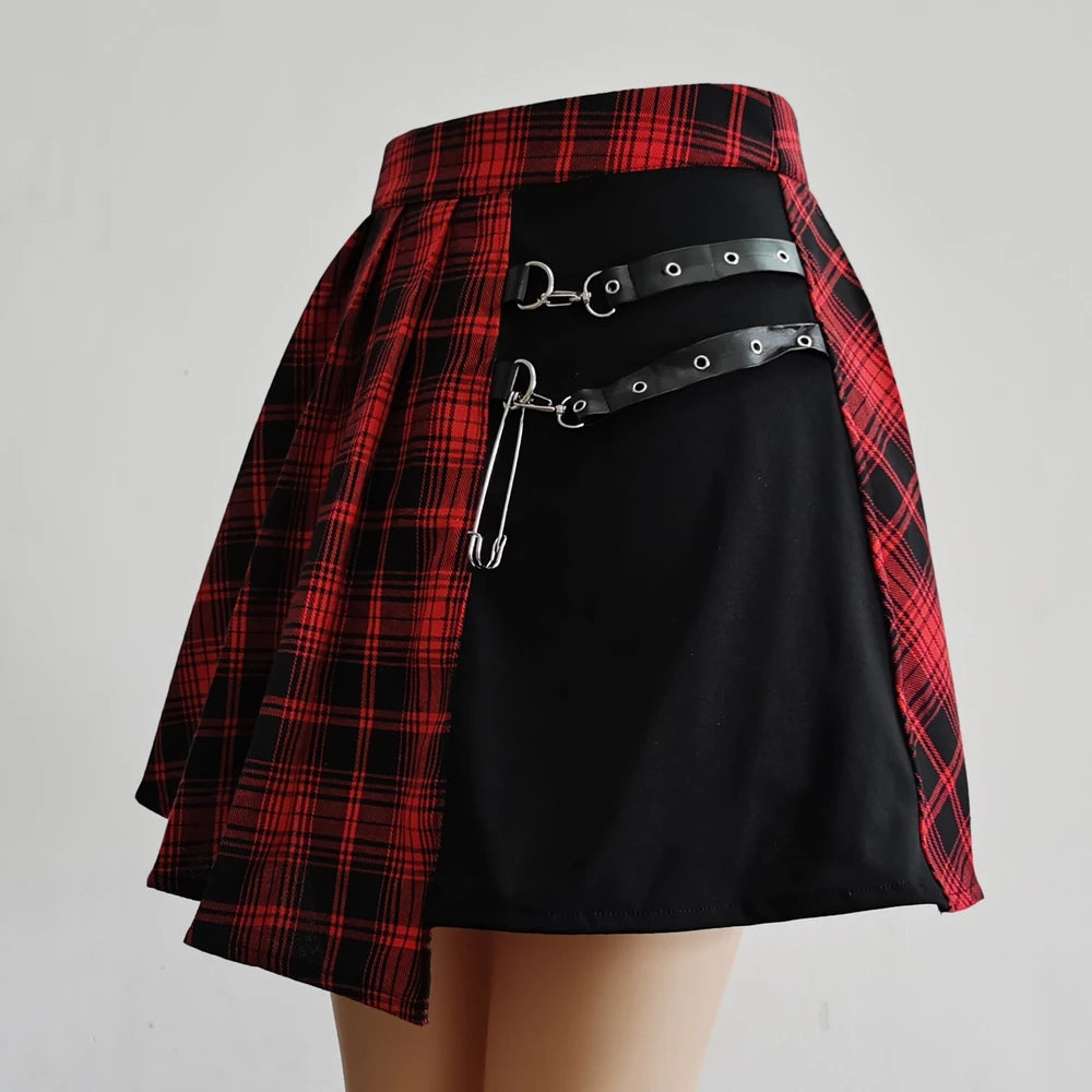 Plaid Pleated Mini Skirt High Waist Alternative Fashion Streetwear Bottom