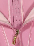 Structured Latex Underbust Waist Cincher with Front Zipper and Straps