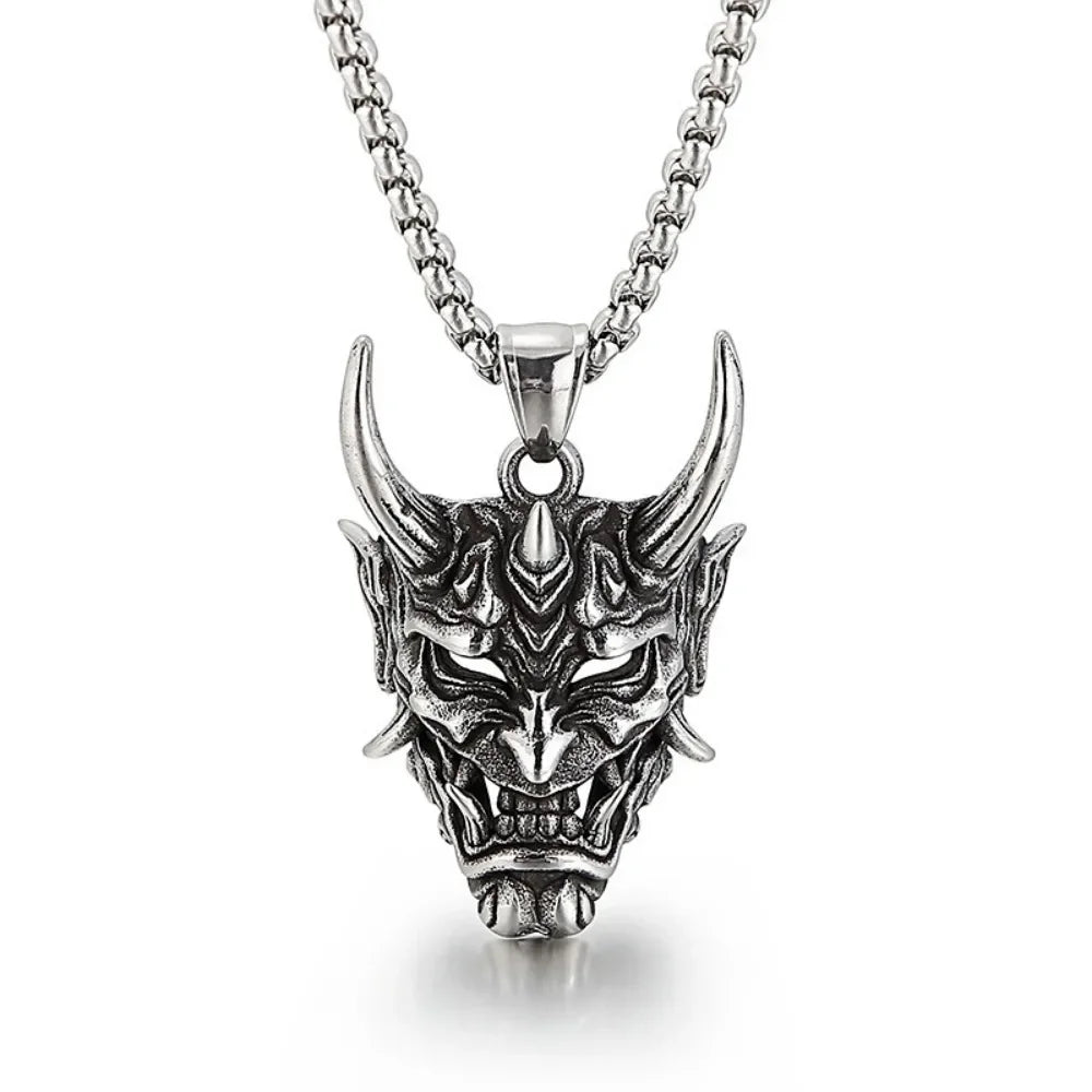 Demon Mask Pendant Necklace Gothic Punk Alternative Statement Jewelry