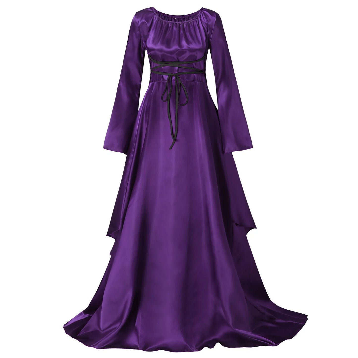 Fantasy-Inspired Gothic Empire Waist Maxi Dress with Elegant Flowing Drape