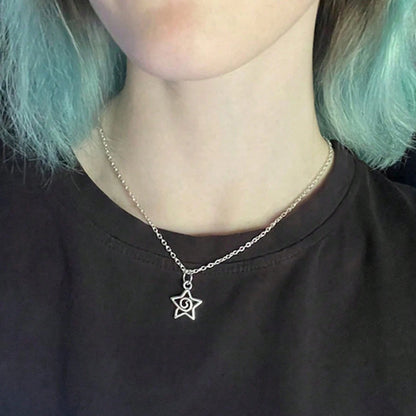 Y2K Swirl Star Pendant Necklace Celestial Alternative Fashion Jewelry