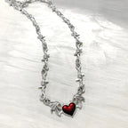Barbed Heart Charm Choker Necklace for Gothic Y2K and Punk Styling