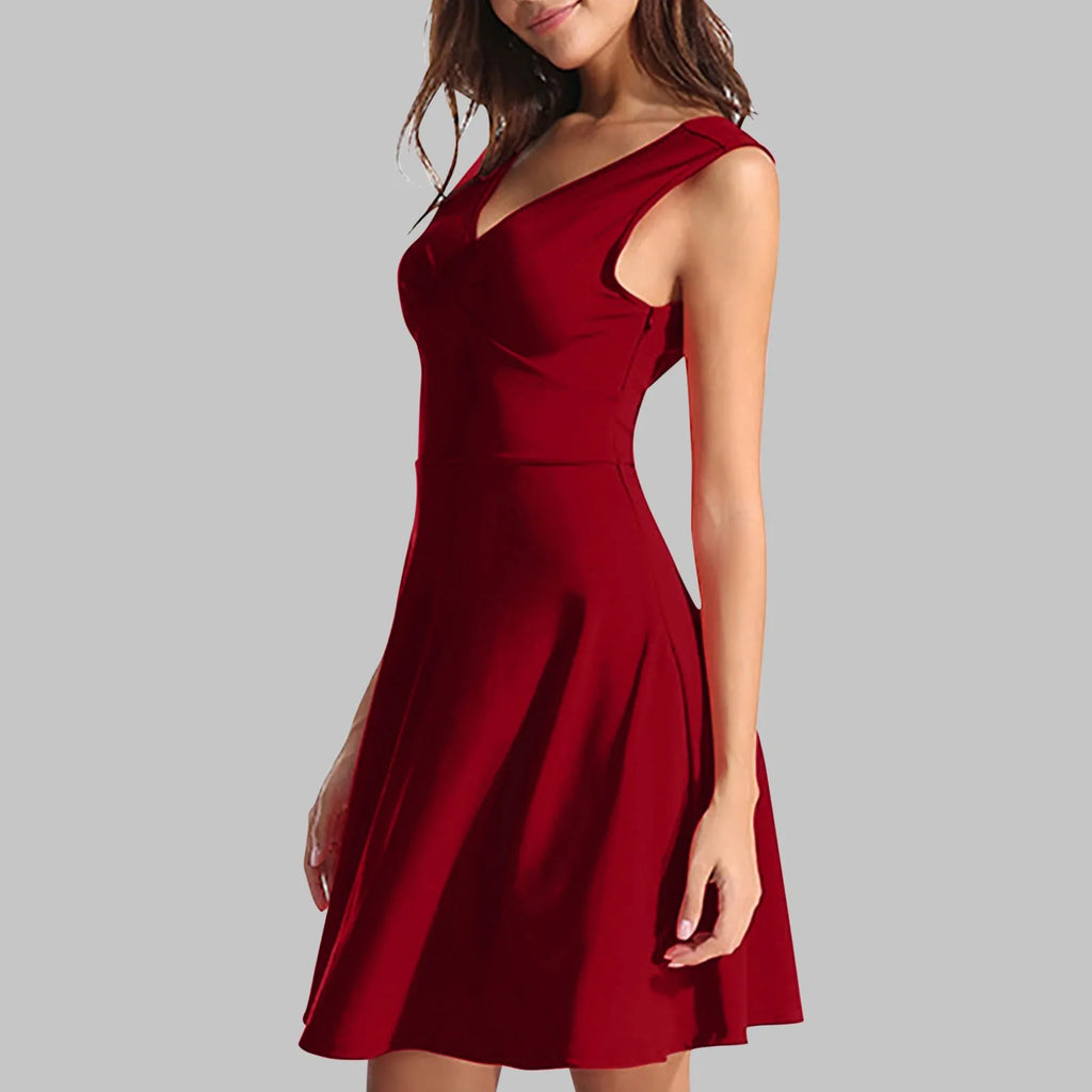 Sleeveless A-Line Mini Dress with Flared Hem and Clean Silhouette
