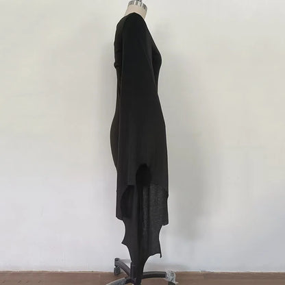 Oversized Gothic Batwing Sweater Dress with Alternative Streetwear Aesthetic