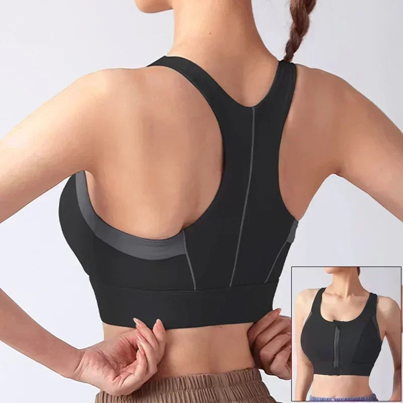 Structured Front-Zip High-Impact Sports Bra with Racerback Support